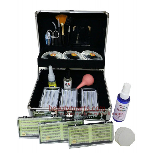 Professional Eyelash Extension False Eye Lash Full Kit Set with Fashion Hard Case Suitcase 